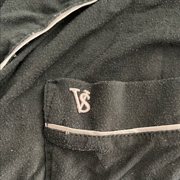 Victoria's Secret Black Modal Button-Front Sleep Shirt with Pink Trim - Picture 5 of 5